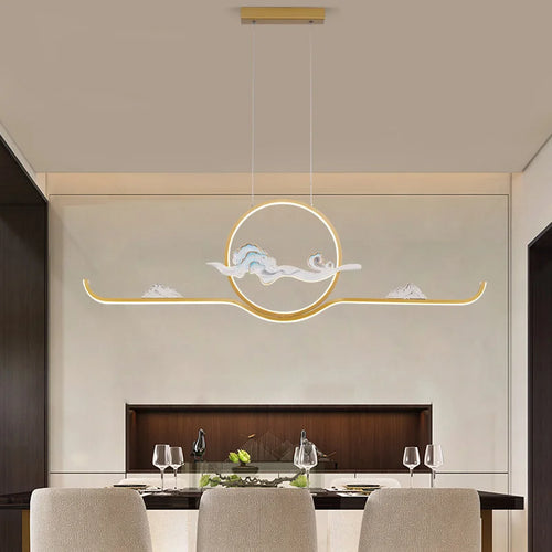 Chinese style pendant light for a zen and modern atmosphere - vue 4 sur 14