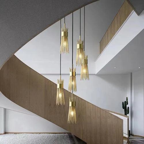 Decorative solid copper LED chandelier for home, creative design - vue 5 sur 16