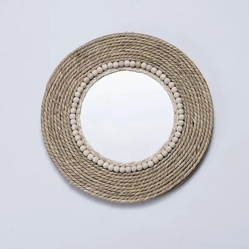 decorative raffia mirrors for elegant wall decoration - vue 12 sur 13