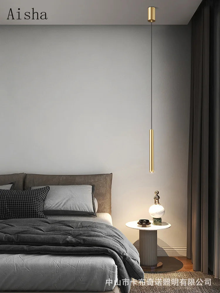 Minimalist copper pendant light for elegant interior decor - vue 5 sur 12