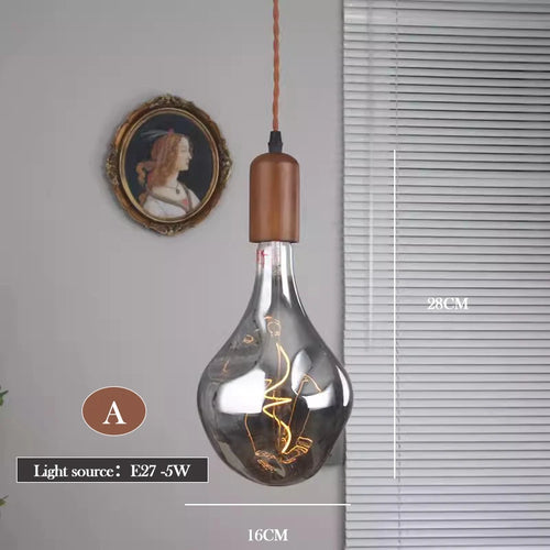 Retro art glass chandelier with solid wood for interior decoration - vue 10 sur 25