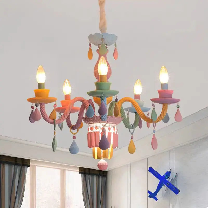 Kawaii crystal rainbow chandelier for children's bedroom decor