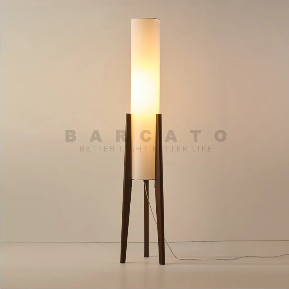 Retro Japanese wabi-sabi solid wood floor lamp