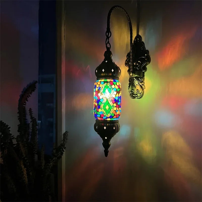 Mediterranean wall lights bohemian style retro mosaic LED