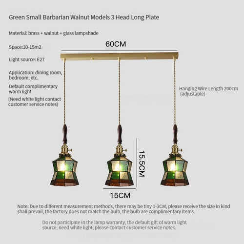 Luxury antique glass and brass pendant chandelier - vue 13 sur 15