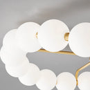 LED chandelier with copper ring and acrylic globe
