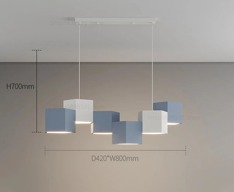 Modern simple nordic style creative hexagonal prism indoor chandelier - vue 7 sur 11
