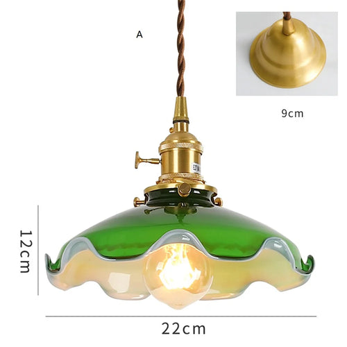 Vintage copper and glass pendant light for loft - vue 11 sur 12