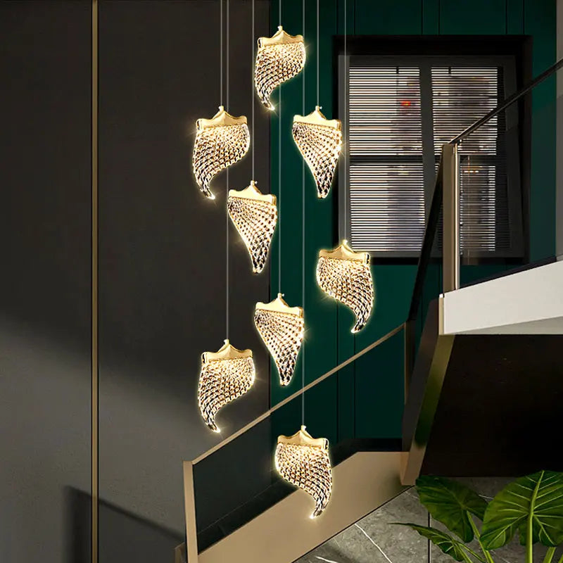 Suspended LED chandelier for modern indoor lighting - vue 4 sur 14