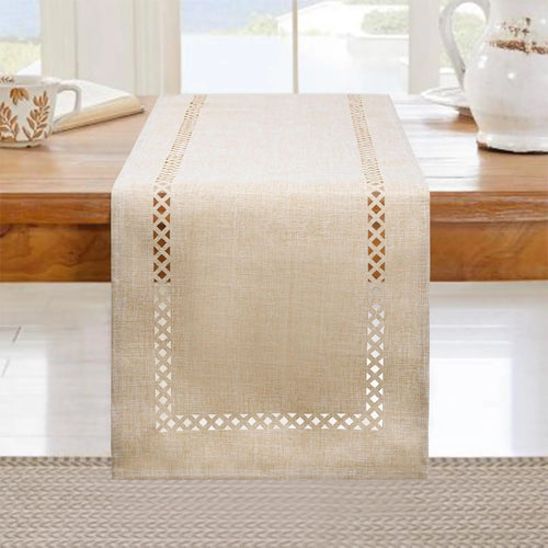 Modern openwork linen table runner - vue 3 sur 13