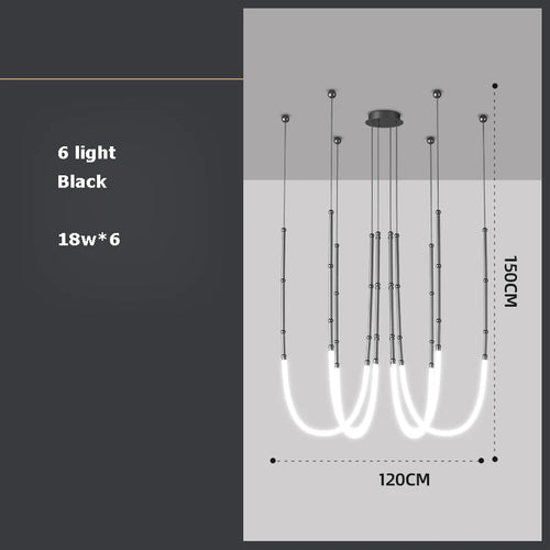 Art deco LED pendant chandelier - vue 12 sur 16