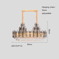 Modern dimmable oval crystal LED chandelier, trendy 2022 design