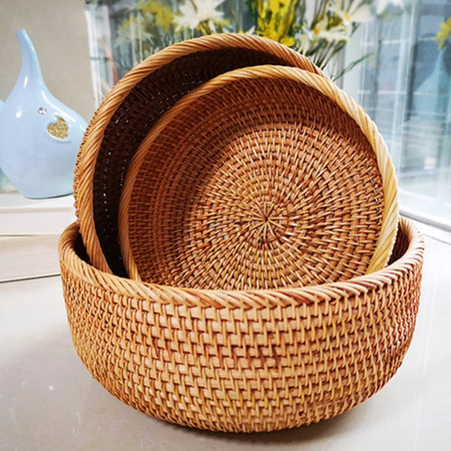 Round handwoven rattan basket for fruit and snacks - vue 4 sur 13