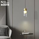 Transparent glass pendant light with decorative copper head