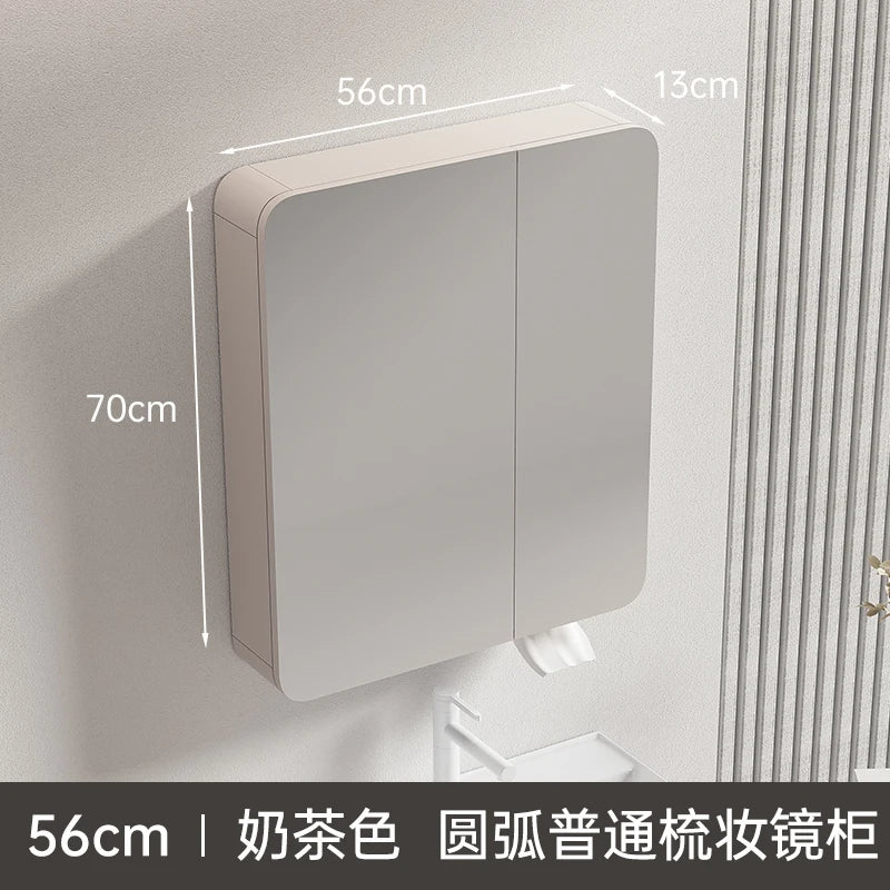 circular aluminum wardrobe with mirror, smart lighting and storage - vue 9 sur 32