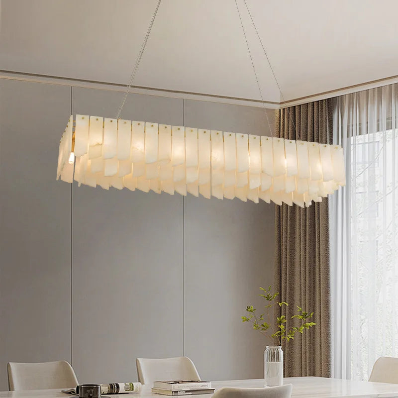 Modern designer chandelier in Spanish natural marble LED - vue 4 sur 11