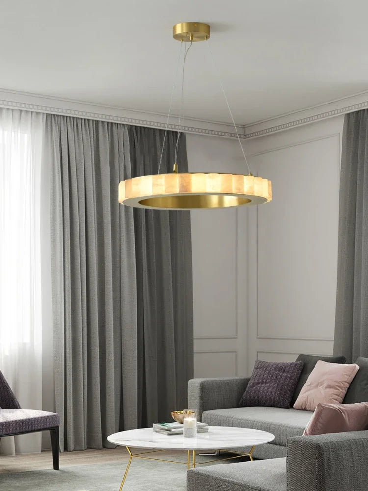Modern duplex natural marble chandelier for family