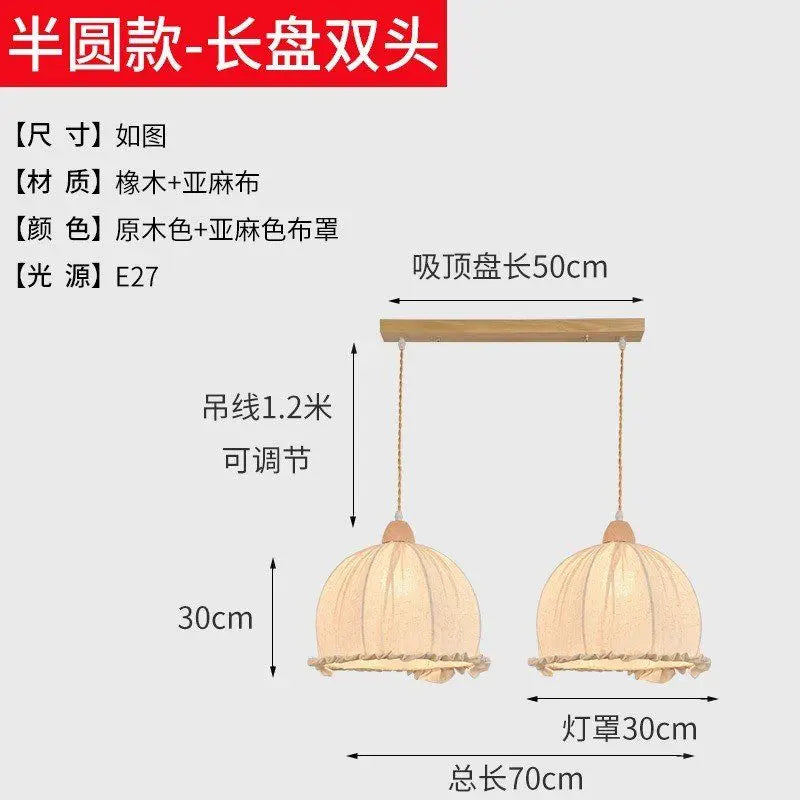 Nordic cotton and linen fabric chandelier - vue 11 sur 16