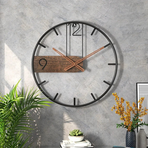 Nordic retro design iron wall clock creative home decoration - vue 4 sur 6