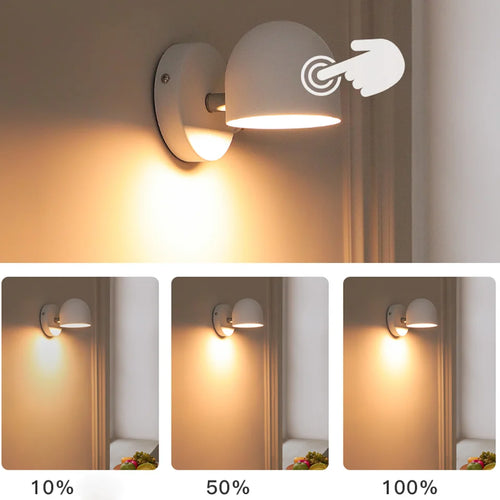 LED wall light with touch dimmer and integrated socket - vue 3 sur 16