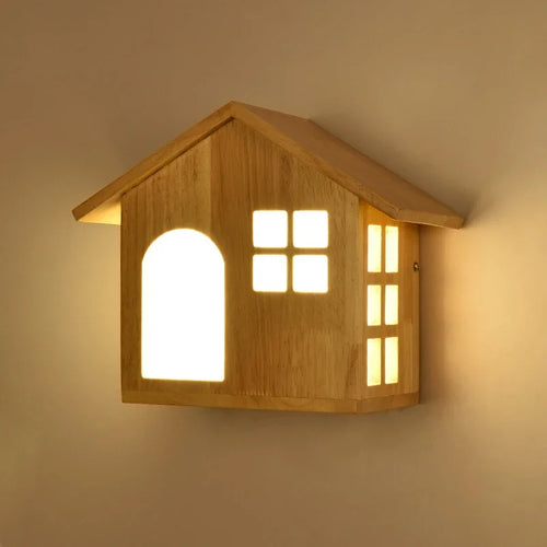 Modern creative wooden wall light for children - vue 4 sur 8