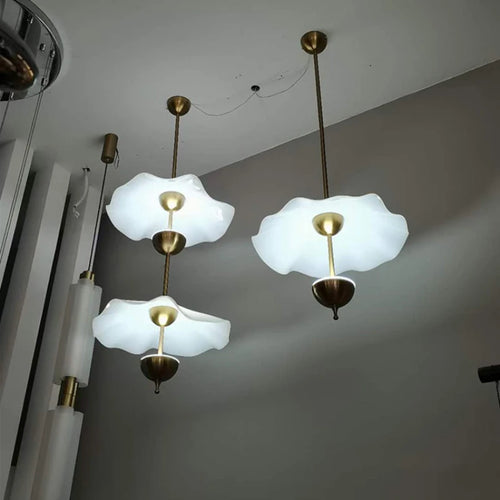 Gold metal lotus design art deco pendant light - vue 5 sur 10
