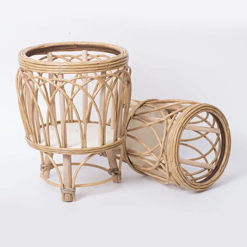 Rattan flower pot with creative bamboo stand - vue 5 sur 7