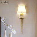 Minimalist copper fabric wall lamp for luxury interior decoration