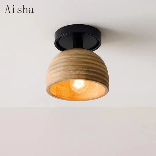 Retro wooden ceiling light in American style for interior decoration - vue 4 sur 5