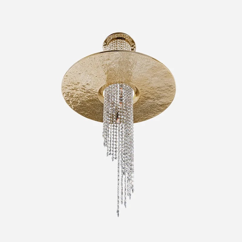 Modern long crystal chandelier for luxury villa