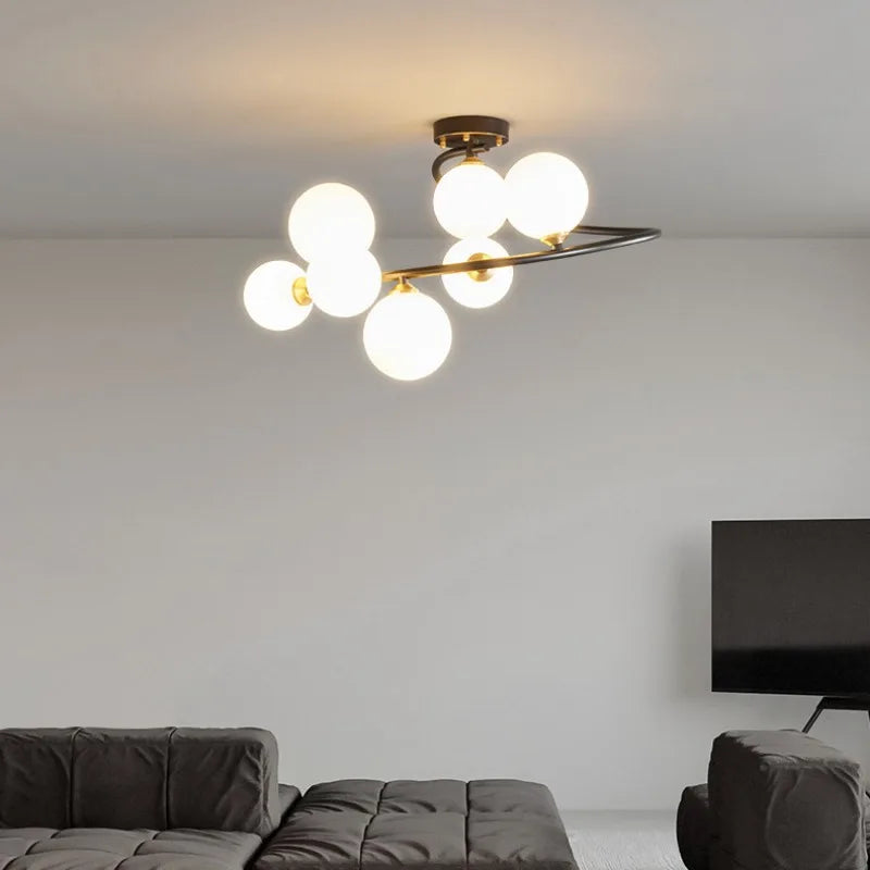 Modern irregular copper ceiling light with customisable LED lighting