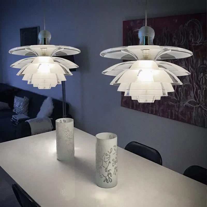 Modern glass LED chandelier with Scandinavian design, elegant pendant lighting
