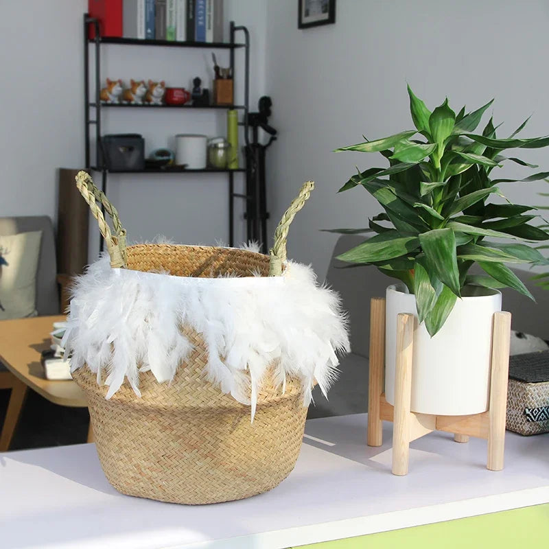 woven wicker basket for versatile storage and decoration - vue 6 sur 18