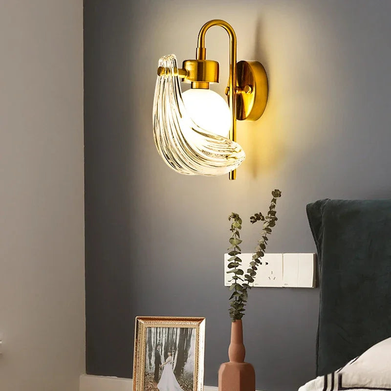 lustre de luxe en verre de coquille avec lampes led créatives - vue 4 sur 18
