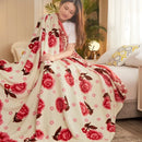 Fleece throw with floral and check patterns, soft style
