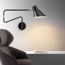 Modern wall light with rotating and folding arm for reading
