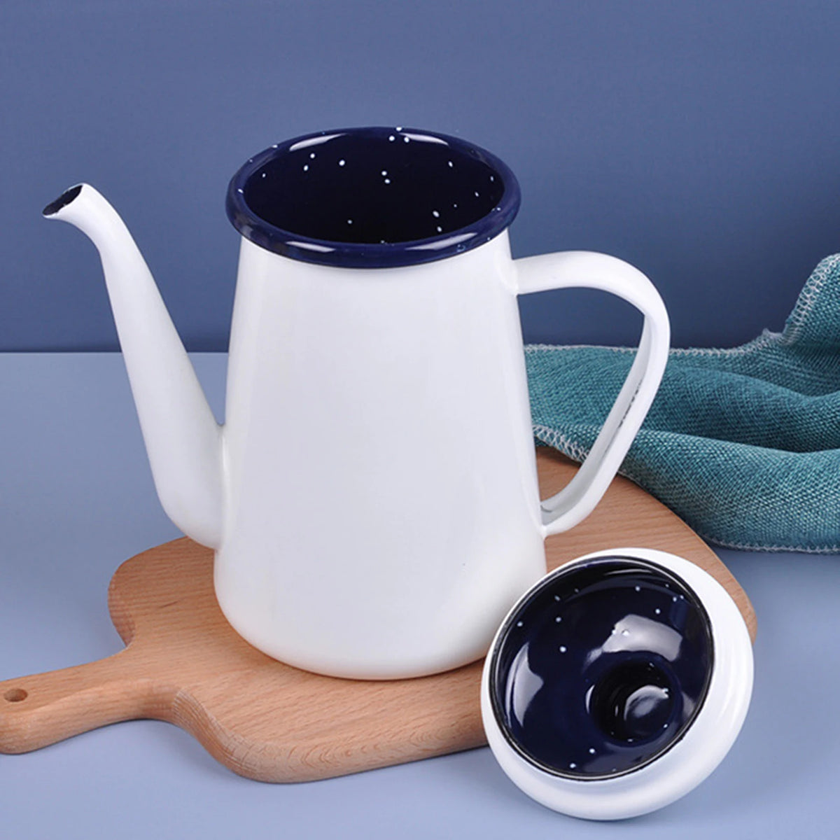 Vintage enamel coffee pot 1.1l versatile retro style - vue 5 sur 7
