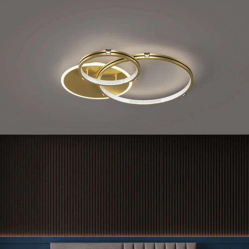 Modern minimalist gold LED ceiling light for indoor and outdoor use