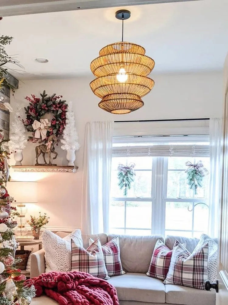 handmade Chinese rattan pendant light for home decor