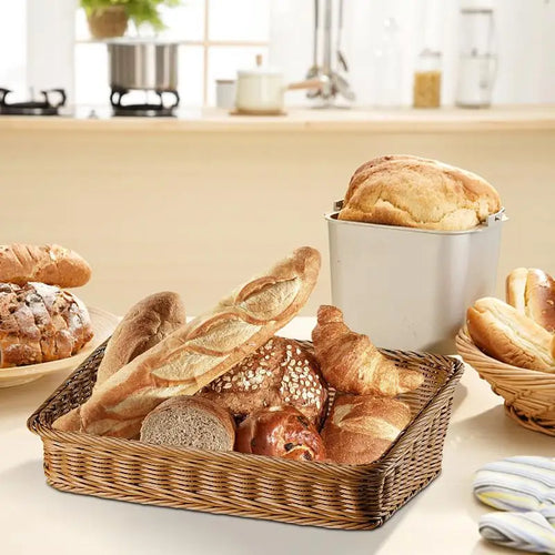 rattan serving tray with handles for storage - vue 4 sur 7