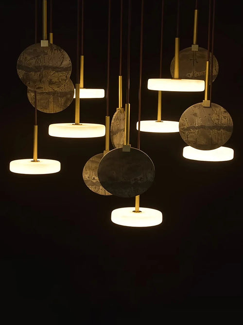 Marble wood pendant light modern 2024 design