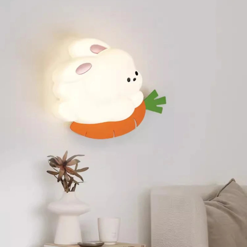 Radish rabbit LED wall light for children's room