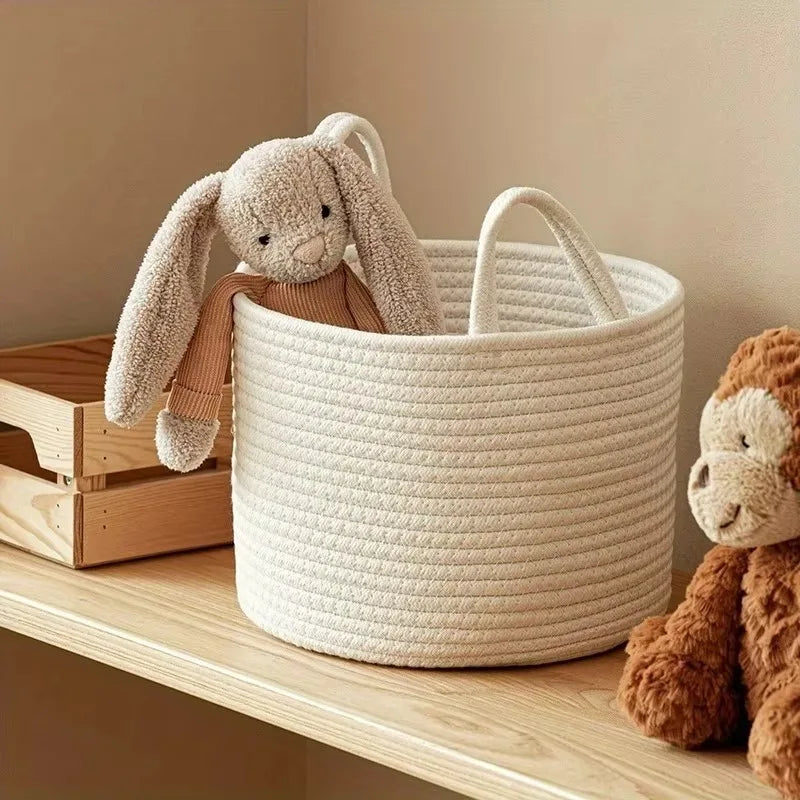 cotton rope baby and child toy storage basket - vue 3 sur 6