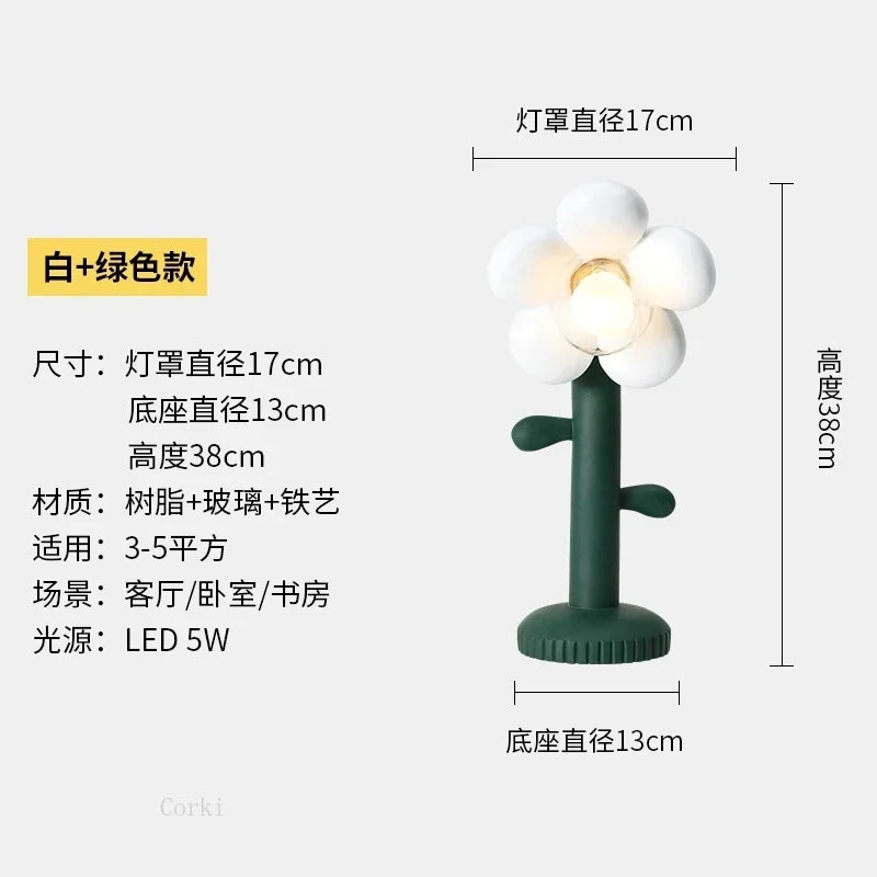 decorative pink flower resin table lamp for interiors - vue 6 sur 7