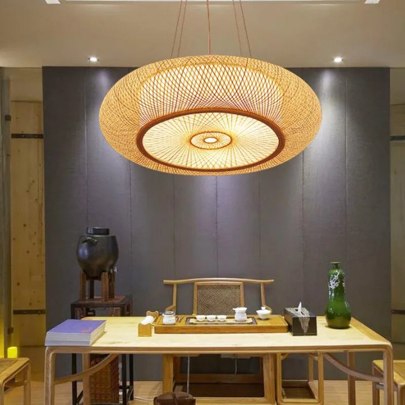 Modern bamboo pendant light Chinese style for interior decoration - vue 6 sur 10