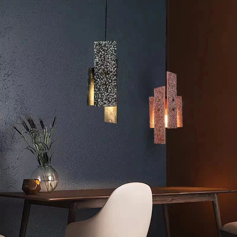 Adjustable art deco terrazzo pendant light for elegant interiors
