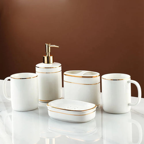 stylish and practical ceramic bathroom accessory set - vue 18 sur 17