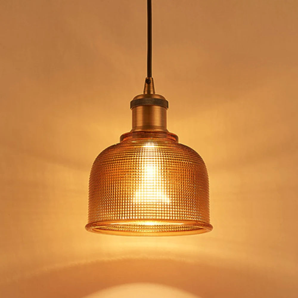 Modern retro LED pendant light with striped candy glass by GZMJ