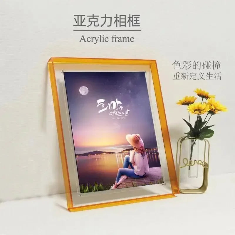 Transparent acrylic frame for photos and various decorations