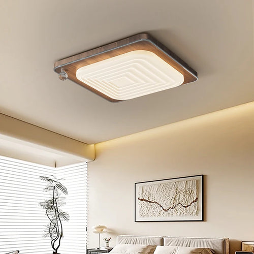 Elegant retro medieval-style wooden LED ceiling light - vue 3 sur 12